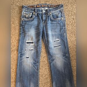 Rock Revival Blue Distressed Bootcut Jeans